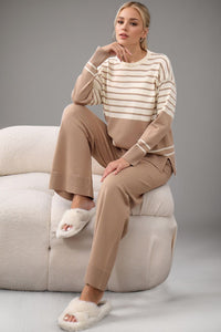 Basic Bae Striped Round Neck Long Sleeve Top and Pants Sweater Set - Pahabu - Women's Clothing & Shop