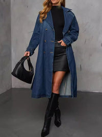 Button Up Long Sleeve Longline Denim Jacket - Pahabu - Women's Clothing & Shop