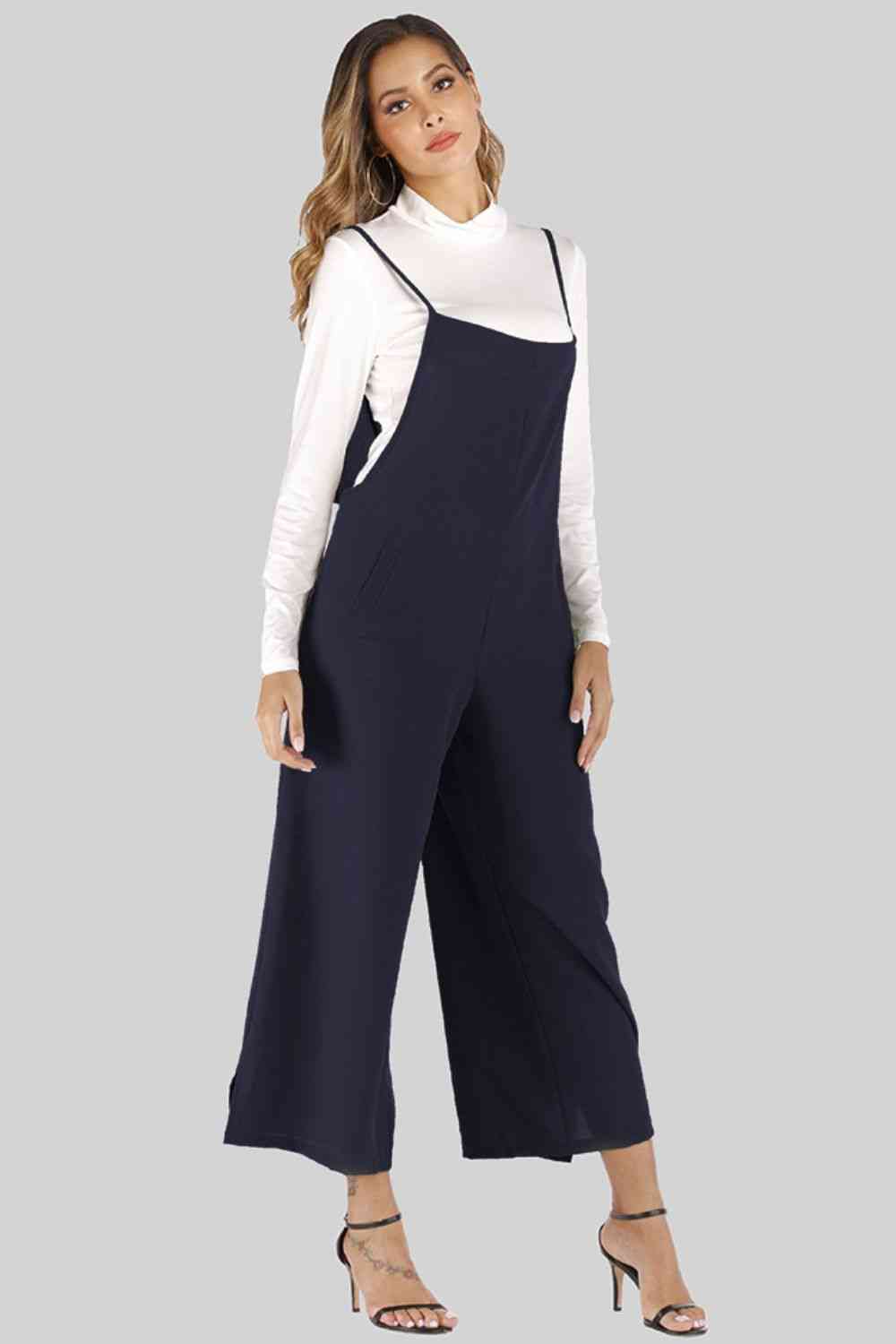 Full Size Cropped Wide Leg Overalls with Pockets - Pahabu - Women's Clothing & Shop