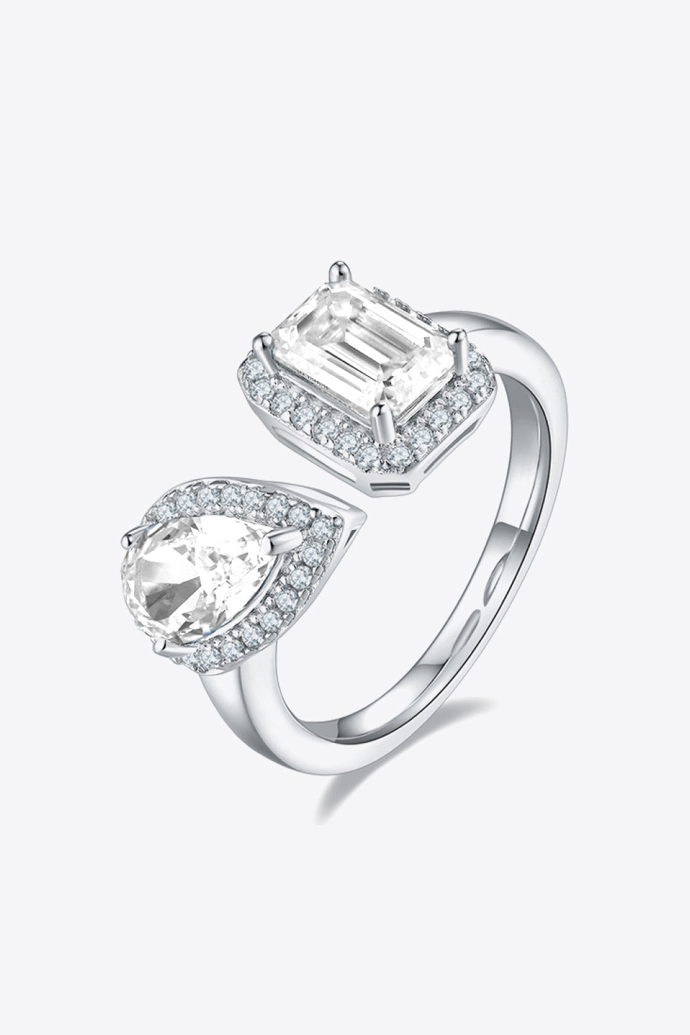 1 Carat Moissanite 925 Sterling Silver Open Ring - Pahabu - Women's Clothing & Shop