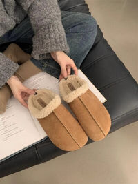 Thermal Fuzzy Round Toe Flat Slippers - Pahabu - Women's Clothing & Shop