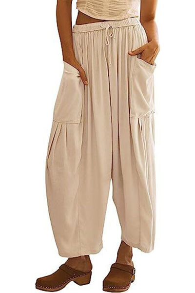 Full Size Pocketed Drawstring Wide Leg Pants - Pahabu - Women's Clothing & Shop