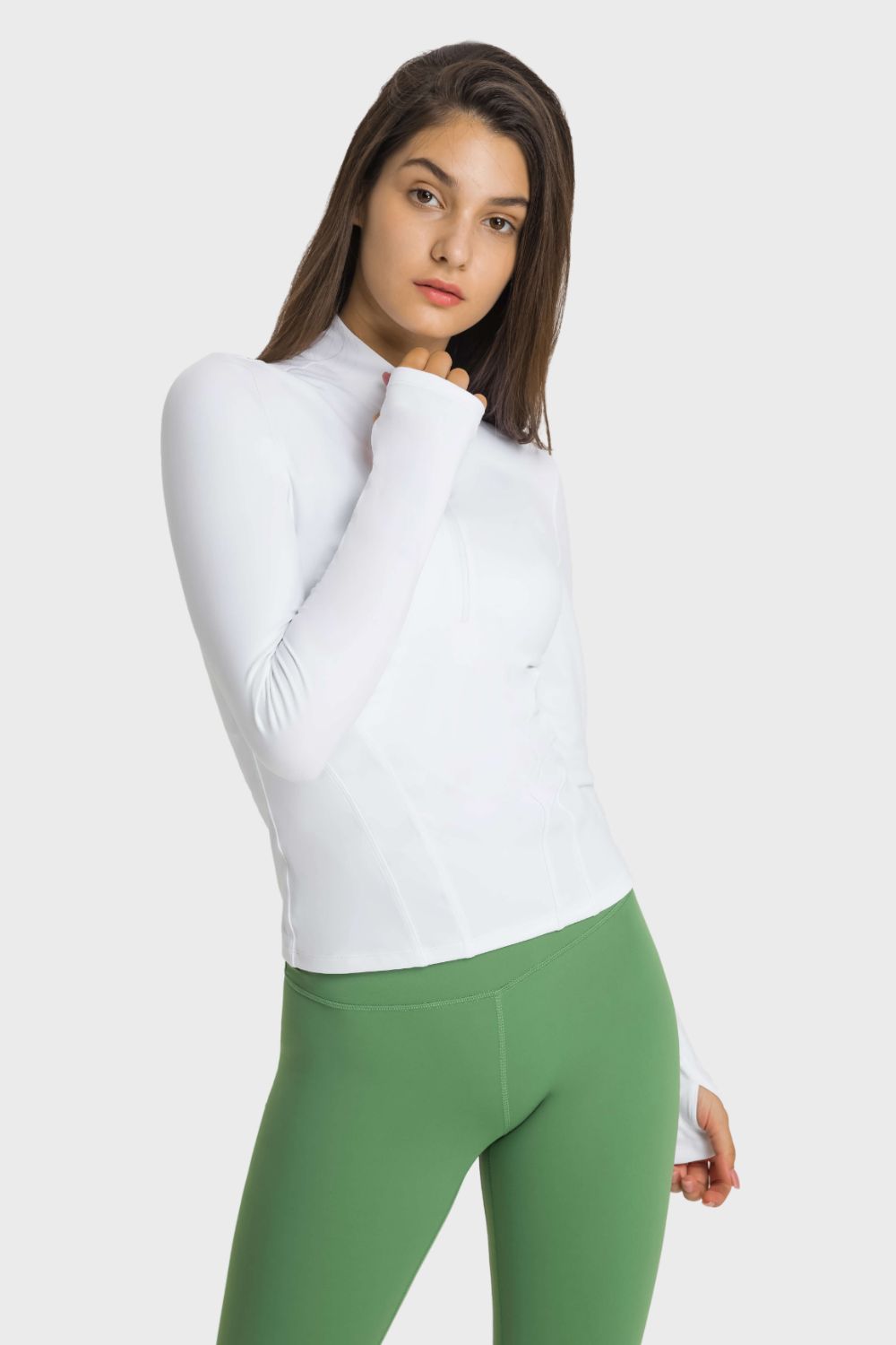 Millennia Half Zip Thumbhole Sleeve Sports Top - Pahabu - Women's Clothing & Shop