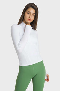 Millennia Half Zip Thumbhole Sleeve Sports Top - Pahabu - Women's Clothing & Shop