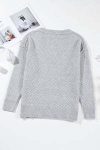 Openwork V-Neck Dropped Shoulder Sweater - Pahabu - Women's Clothing & Shop