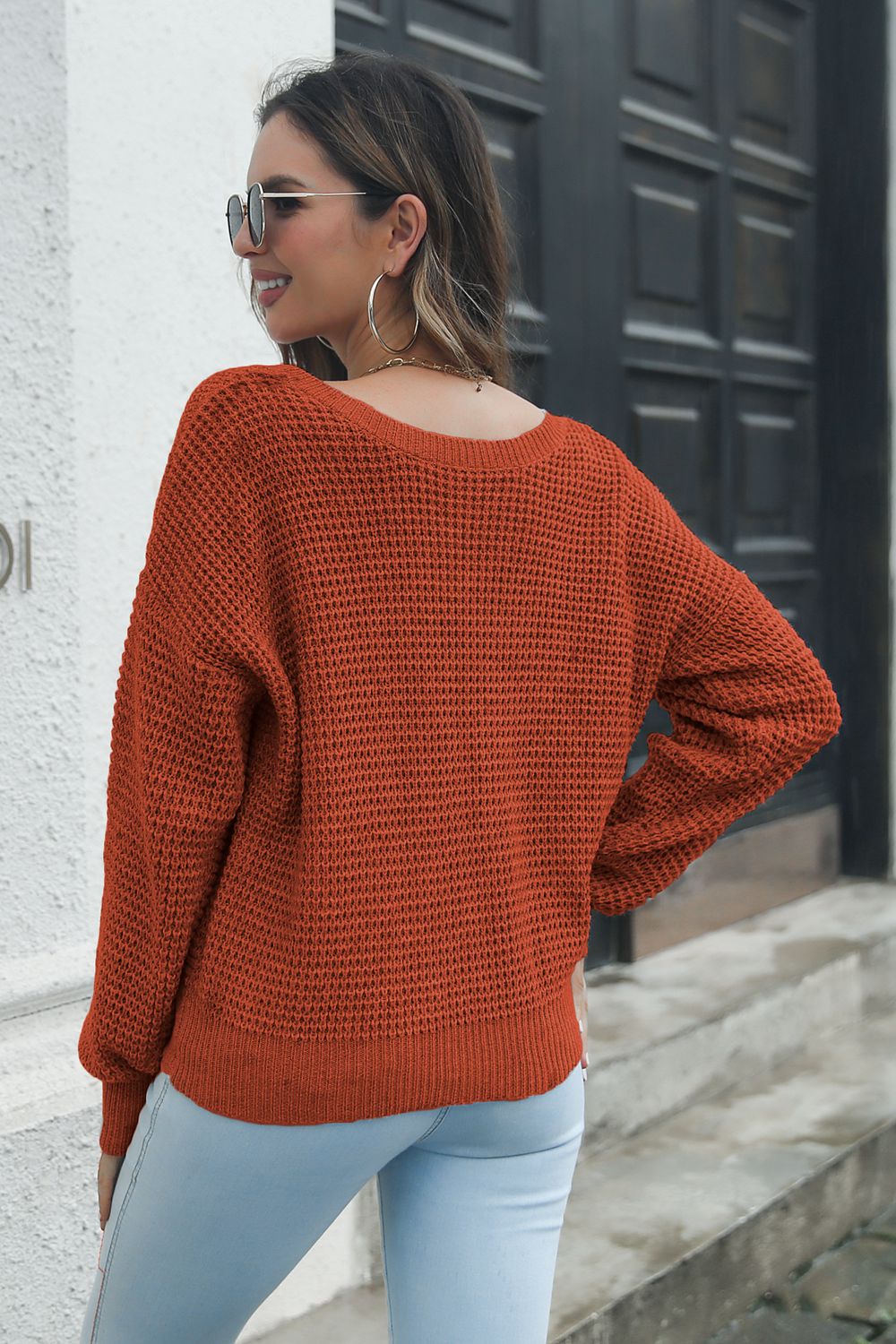 Crisscross Surplice Neck Long Sleeve Sweater - Pahabu - Women's Clothing & Shop