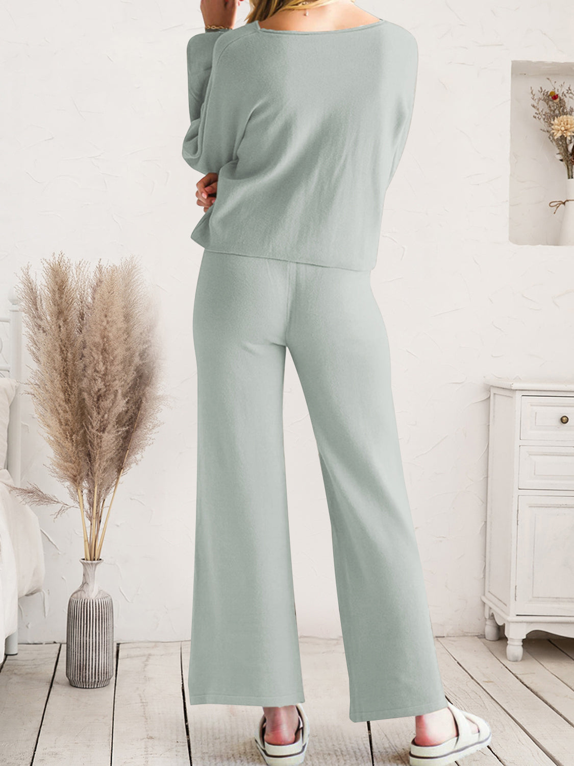 Long Sleeve Lounge Top and Drawstring Pants Set - Pahabu - Women's Clothing & Shop