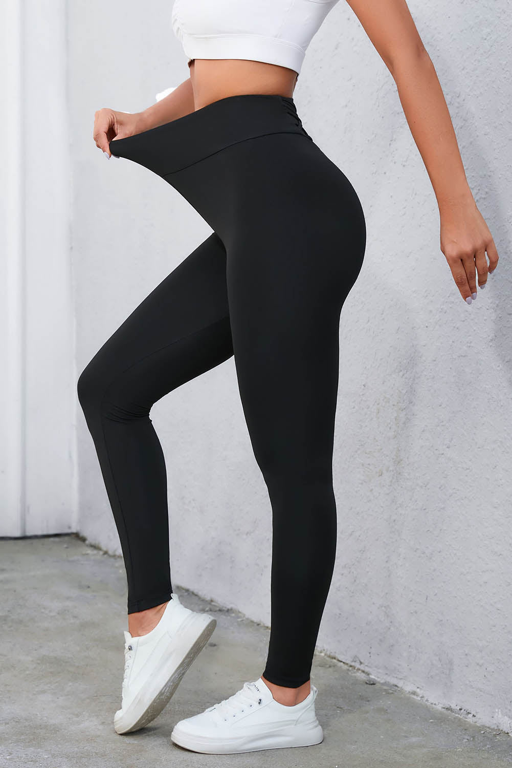 Crisscross Detail Wide Waistband Leggings - Pahabu - Women's Clothing & Shop