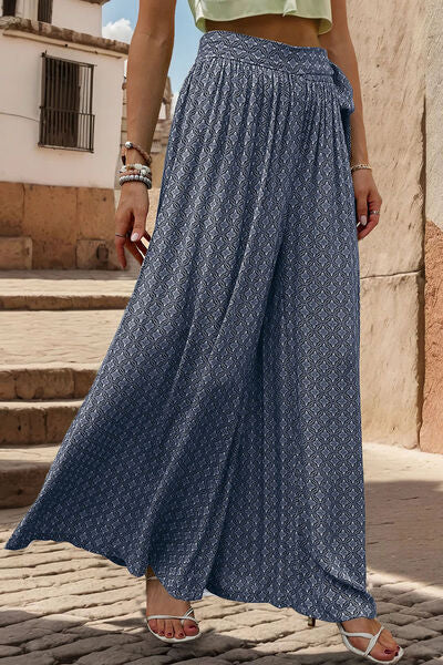 Perfee Printed Tied Wide Leg Pants - Pahabu - Women's Clothing & Shop