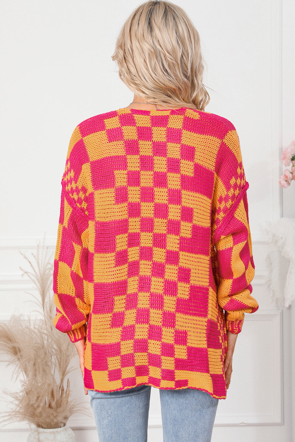 Contrast Exposed Seam Open Front Cardigan - Pahabu - Women's Clothing & Shop