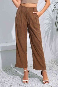 Buttoned Straight Hem Long Pants - Pahabu - Women's Clothing & Shop