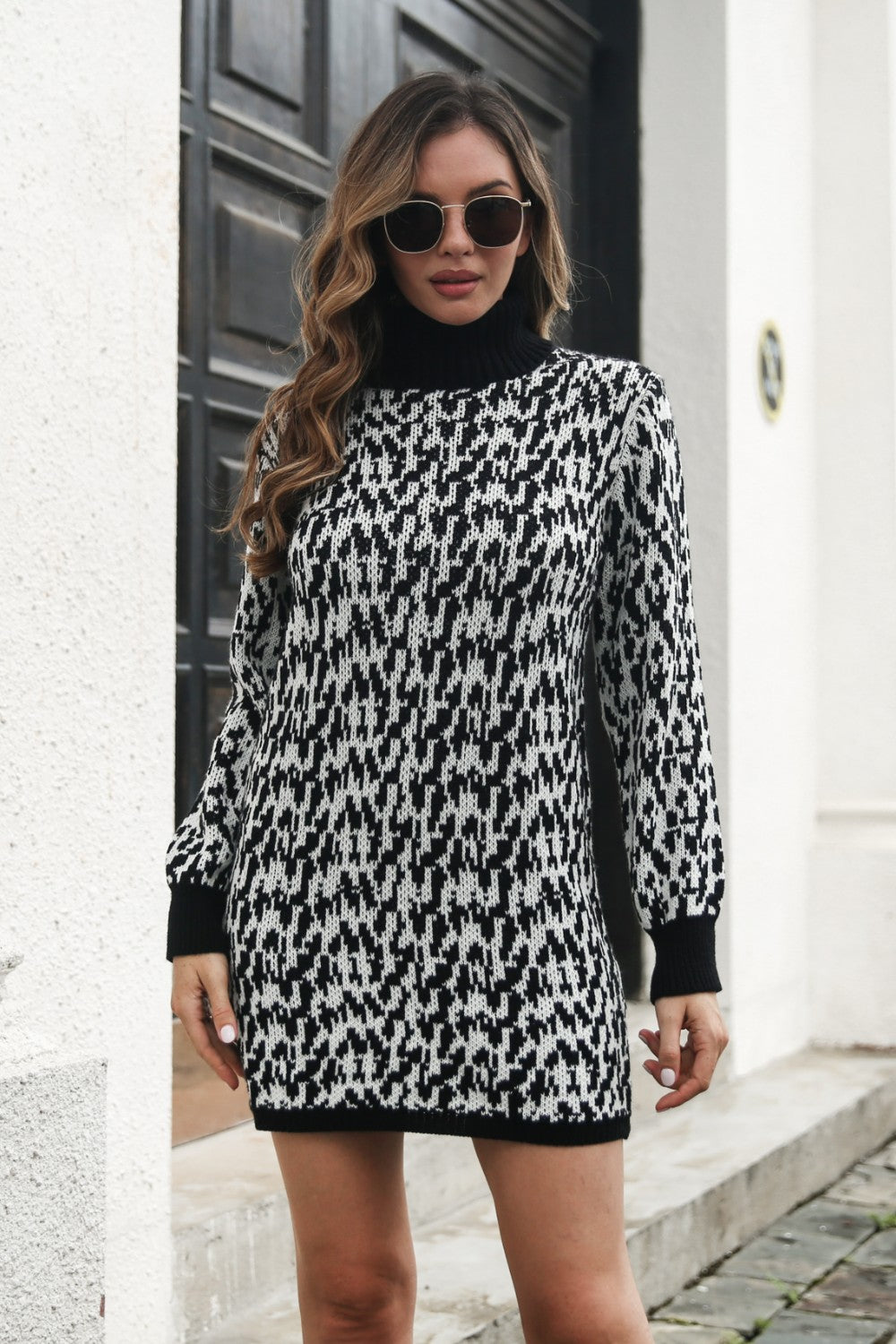 Heathered Turtleneck Mini Sweater Dress - Pahabu - Women's Clothing & Shop