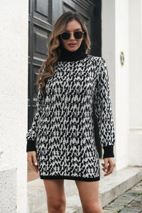 Heathered Turtleneck Mini Sweater Dress - Pahabu - Women's Clothing & Shop