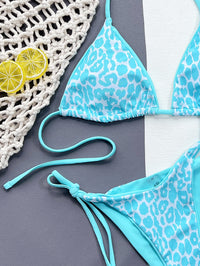 Leopard Print Halter Neck Tie Side Bikini Set - Pahabu - Women's Clothing & Shop