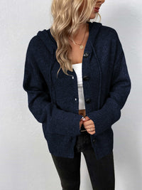 Button-Down Long Sleeve Hooded Sweater - Pahabu - Women's Clothing & Shop