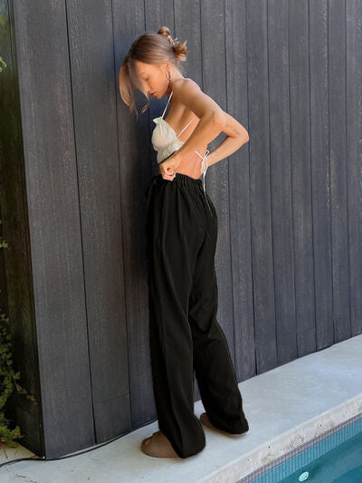 Tied High Waist Wide Leg Pants - Pahabu - Women's Clothing & Shop