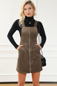 Pocketed Zip Up Wide Strap Mini Dress - Pahabu - Women's Clothing & Shop