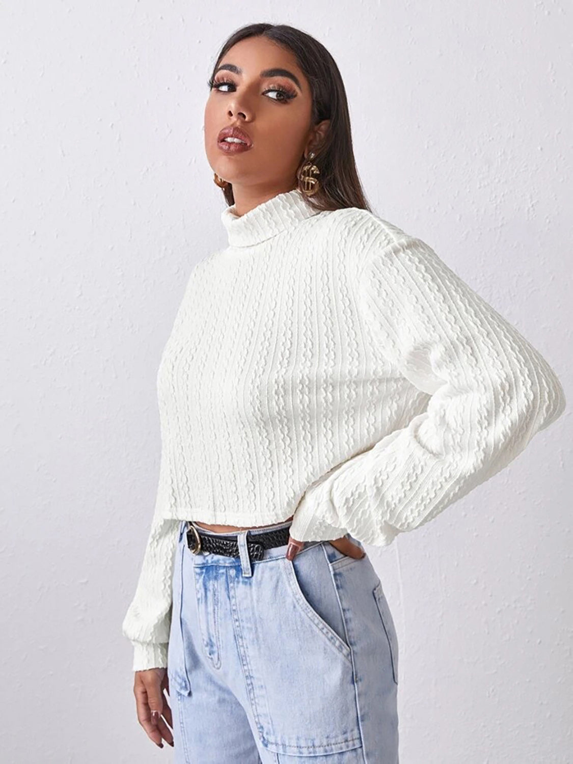 Turtleneck Long Sleeve Top - Pahabu - Women's Clothing & Shop