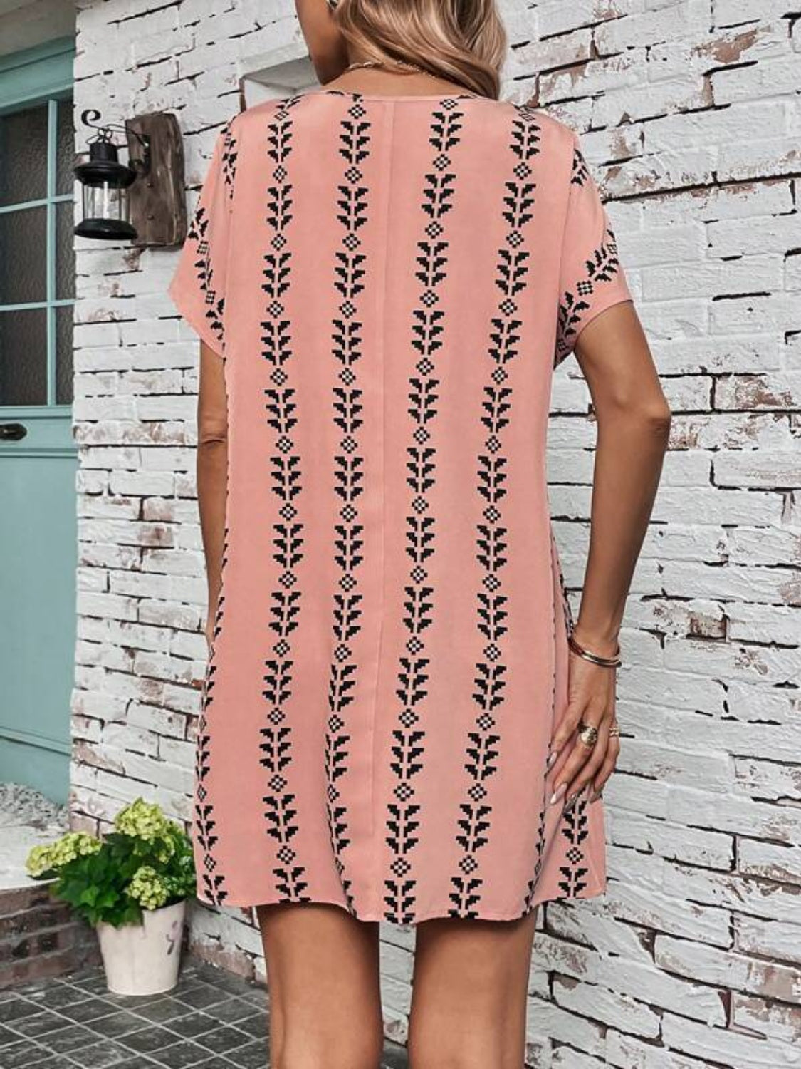 Printed Round Neck Short Sleeve Dress - Pahabu - Women's Clothing & Shop