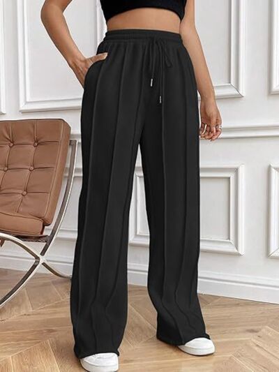 Drawstring Wide Leg Pants with Pockets - Pahabu - Women's Clothing & Shop