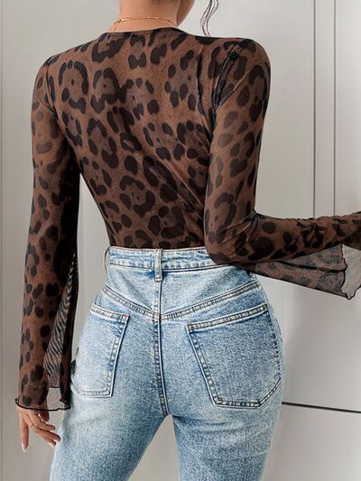 Perfee Leopard V-Neck Lace Bodysuit - Pahabu - Women's Clothing & Shop