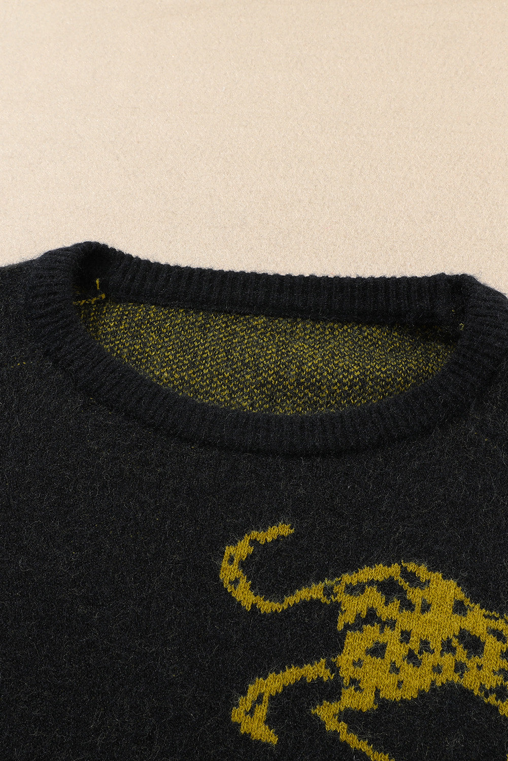 Animal Print Round Neck Sweater - Pahabu - Women's Clothing & Shop