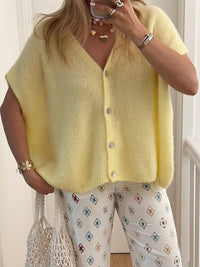 V-Neck Button Up Short Sleeve Cardigan - Pahabu - Women's Clothing & Shop
