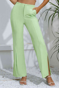 Slit High-Rise Flare Pants - Pahabu - Women's Clothing & Shop
