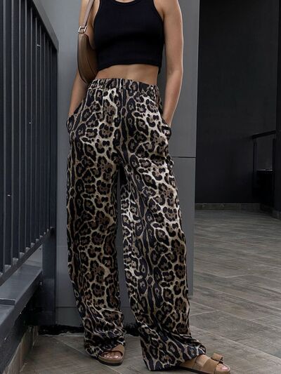 Leopard High Waist Wide Leg Pants - Pahabu - Women's Clothing & Shop