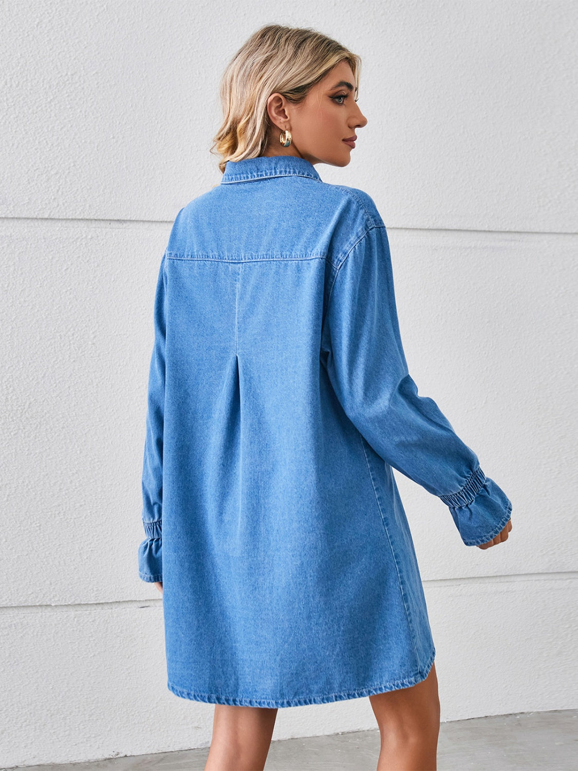 Pocketed Dropped Shoulder Mini Denim Dress - Pahabu - Women's Clothing & Shop