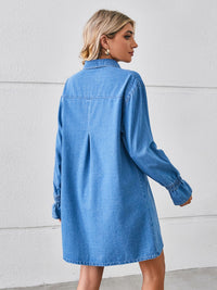 Pocketed Dropped Shoulder Mini Denim Dress - Pahabu - Women's Clothing & Shop