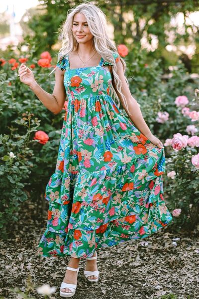 Tiered Ruffled Printed Sleeveless Dress - Pahabu - Women's Clothing & Shop