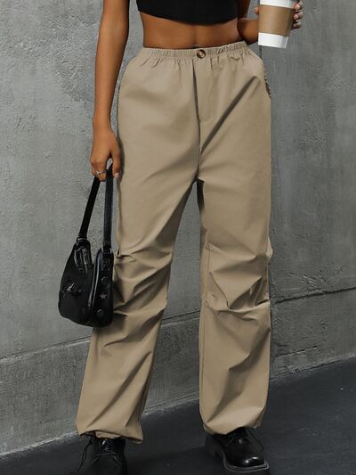 Perfee Pocketed Elastic Waist Pants - Pahabu - Women's Clothing & Shop