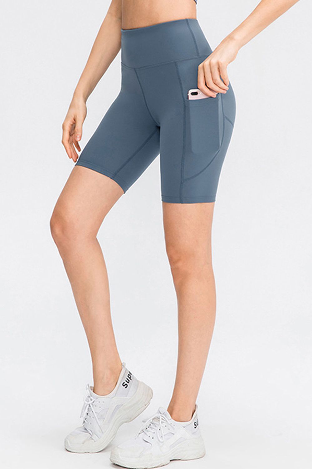 Wide Waistband Sports Shorts with Pockets - Pahabu - Women's Clothing & Shop