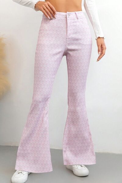 Printed High Waist Flare Pants with Pockets - Pahabu - Women's Clothing & Shop