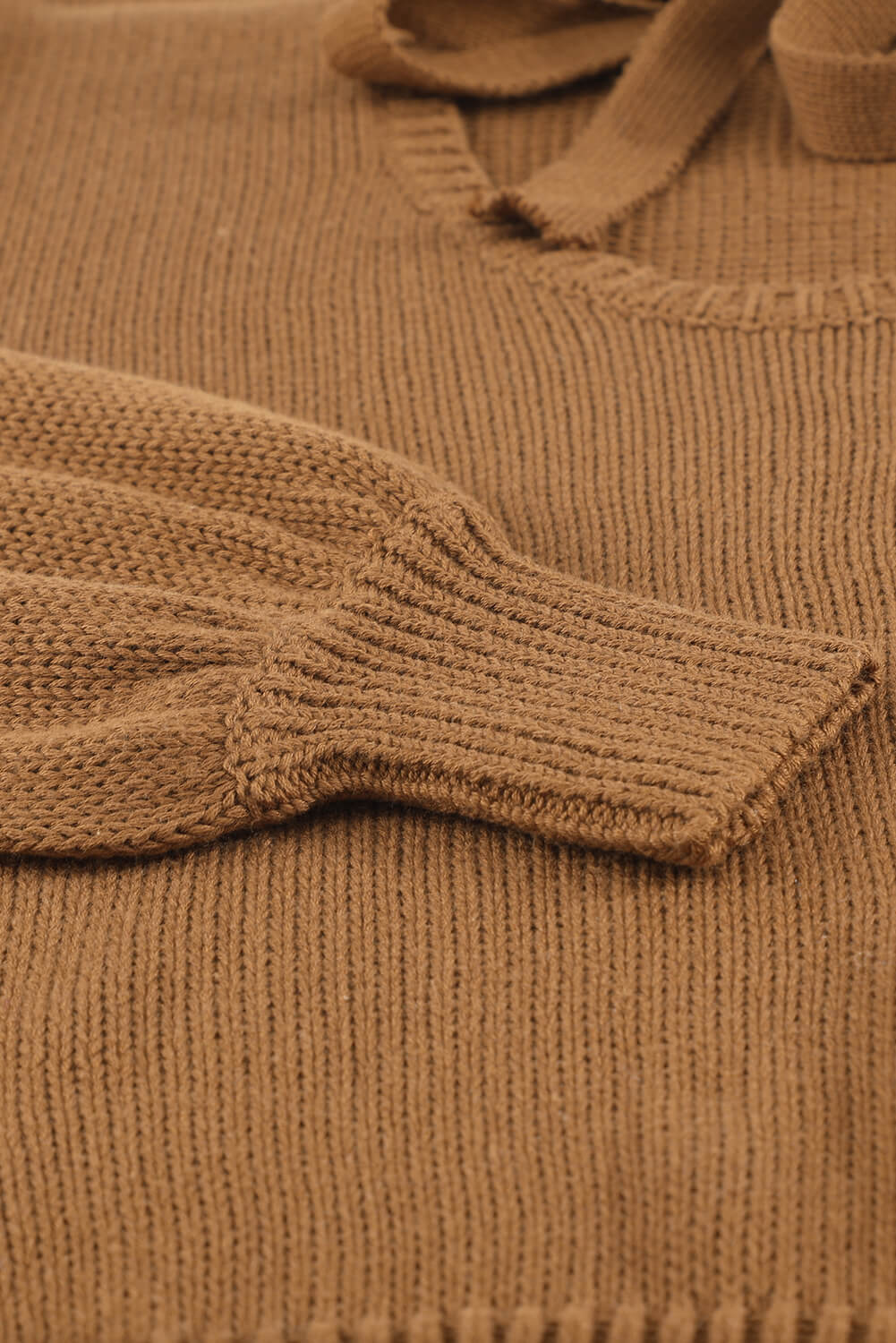 Tied Balloon Sleeve Round Neck Sweater - Pahabu - Women's Clothing & Shop