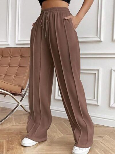 Drawstring Wide Leg Pants with Pockets - Pahabu - Women's Clothing & Shop