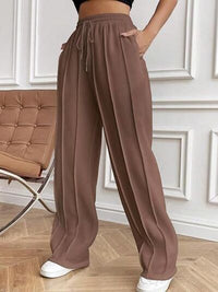 Drawstring Wide Leg Pants with Pockets - Pahabu - Women's Clothing & Shop