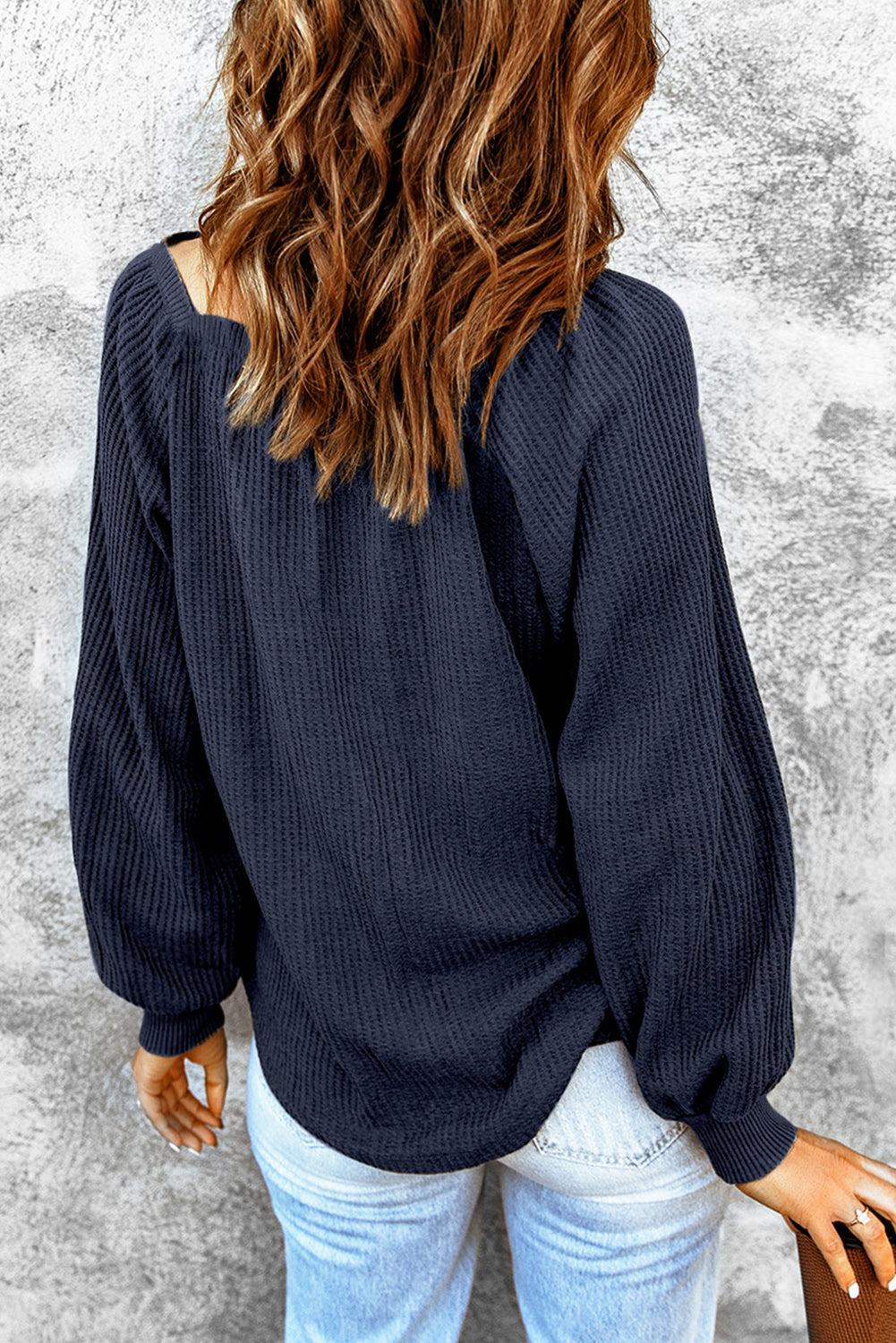 Square Neck Waffle-Knit Top - Pahabu - Women's Clothing & Shop
