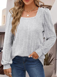 Square Neck Long Sleeve Top - Pahabu - Women's Clothing & Shop