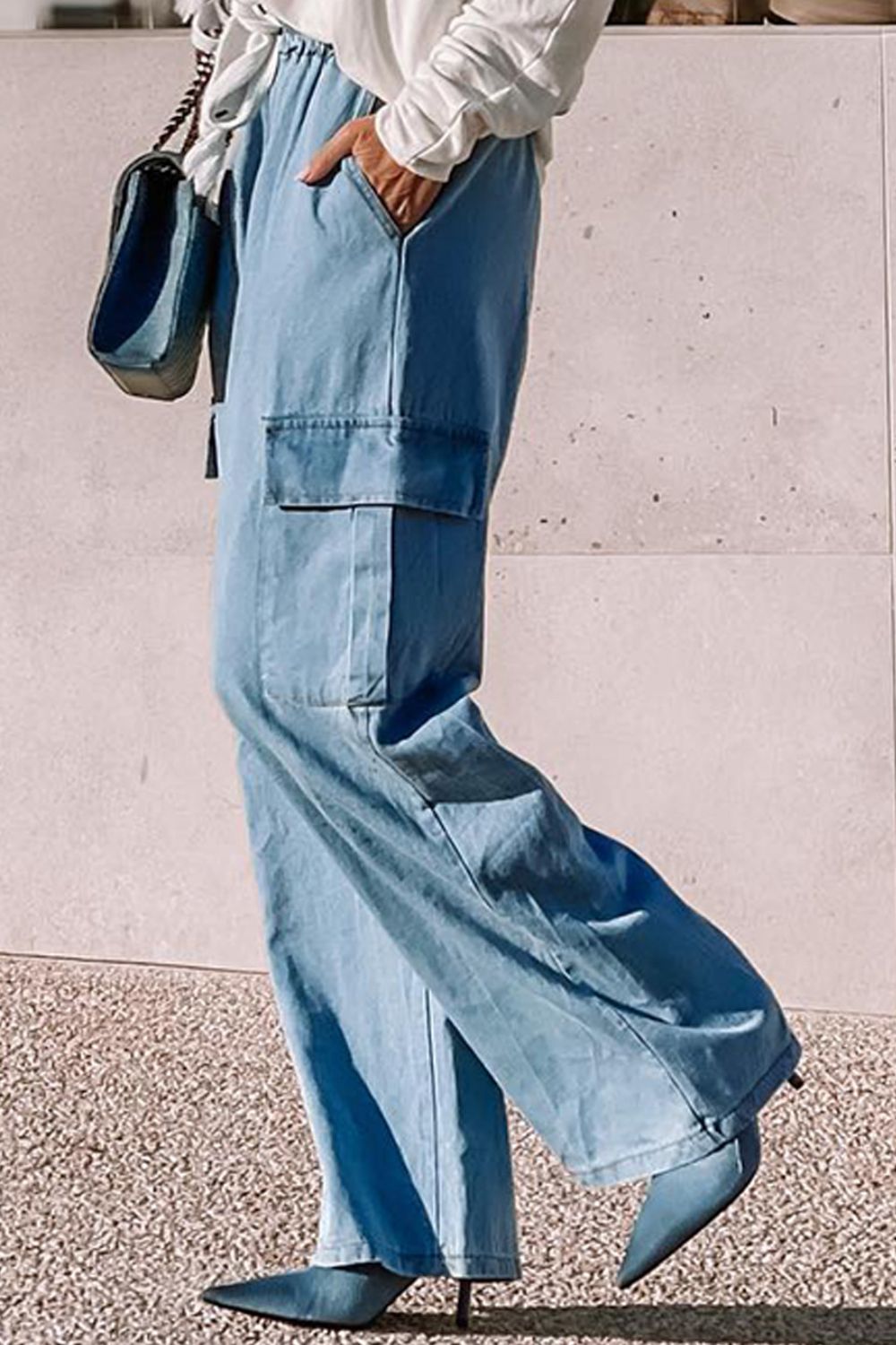 Drawstring Wide Leg Jeans with Pockets - Pahabu - Women's Clothing & Shop