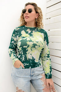 Plus Size Printed Round Neck Long Sleeve Blouse - Pahabu - Women's Clothing & Shop