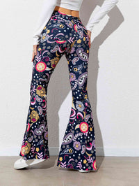 Floral High Waist Flare Leg Pants - Pahabu - Women's Clothing & Shop