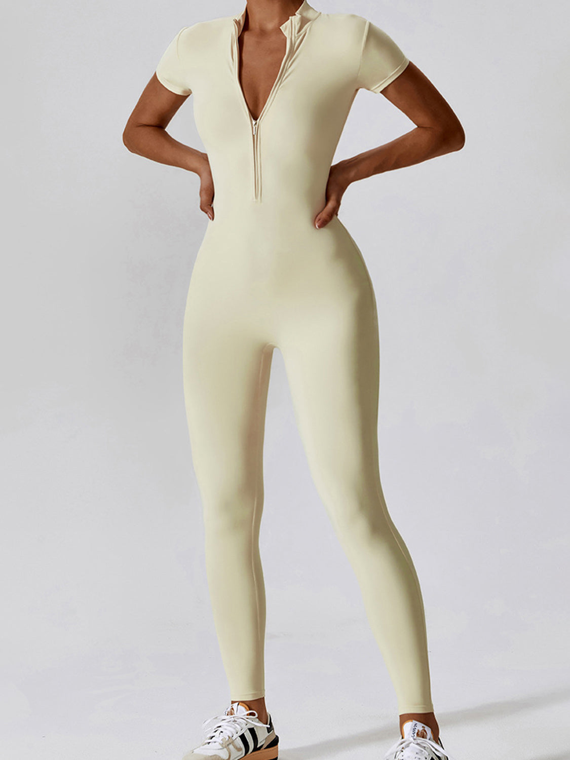 Basic Bae Half Zip Short Sleeve Active Jumpsuit - Pahabu - Women's Clothing & Shop