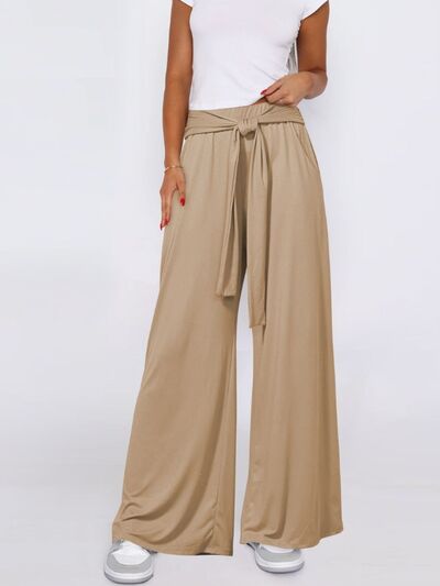Tied Wide Leg Pants with Pockets - Pahabu - Women's Clothing & Shop