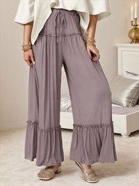 Wide Leg Ruffle Trim Pants - Pahabu - Women's Clothing & Shop