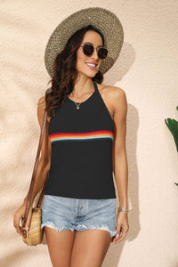 Rainbow Stripe Halter Neck Knit Tank - Pahabu - Women's Clothing & Shop