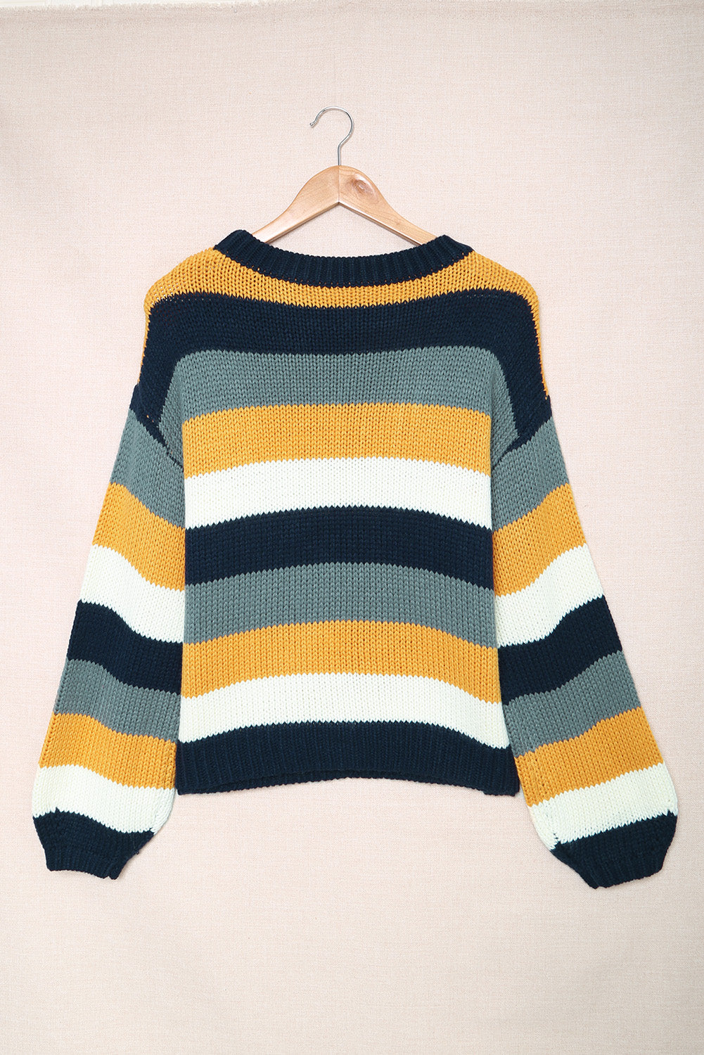 Color Block Round Neck Dropped Shoulder Sweater - Pahabu - Women's Clothing & Shop