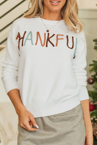 THANKFUL Round Neck Drop Shoulder Sweater - Pahabu - Women's Clothing & Shop