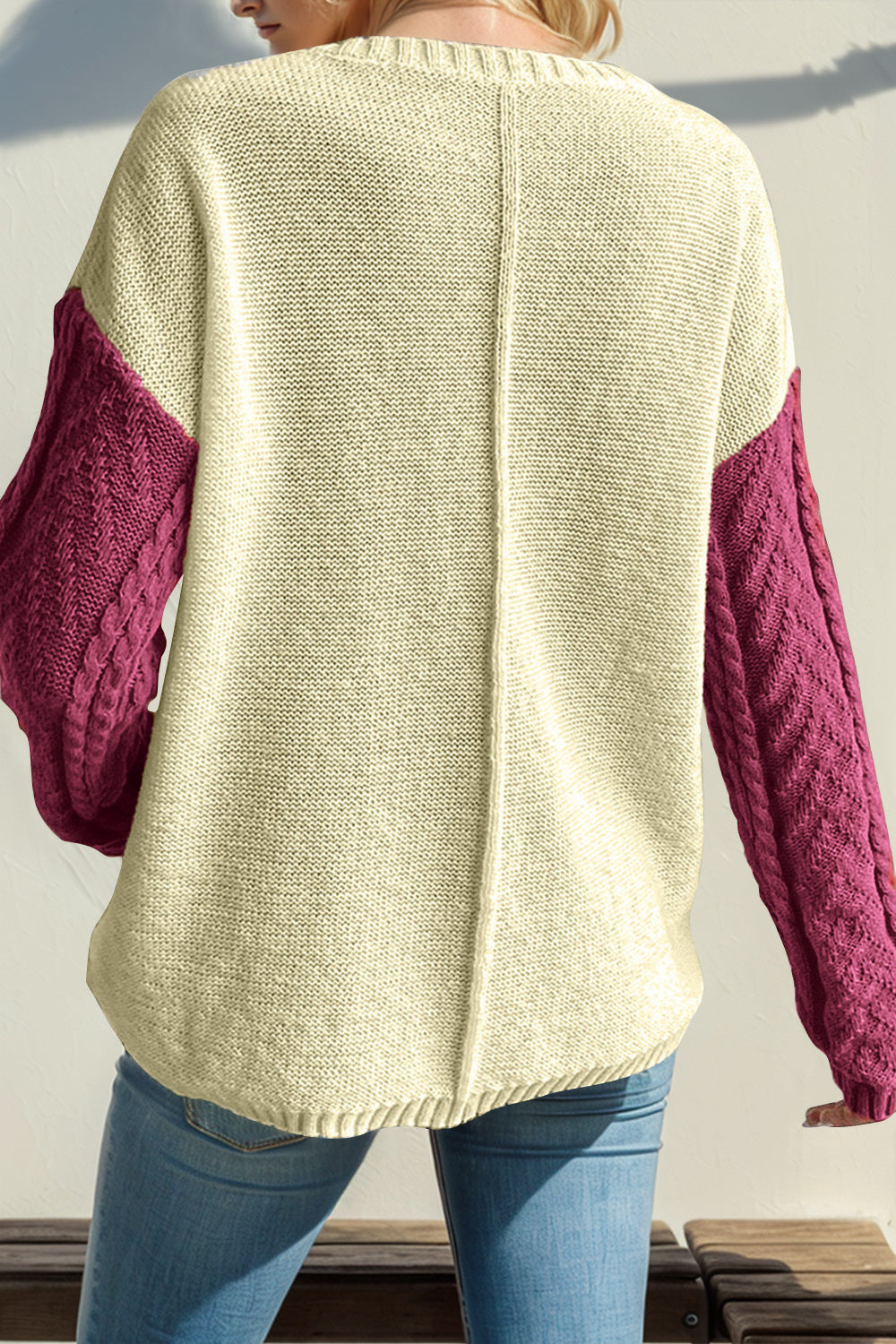 Double Take Full Size Color Block Drop Shoulder Sweater - Pahabu - Women's Clothing & Shop